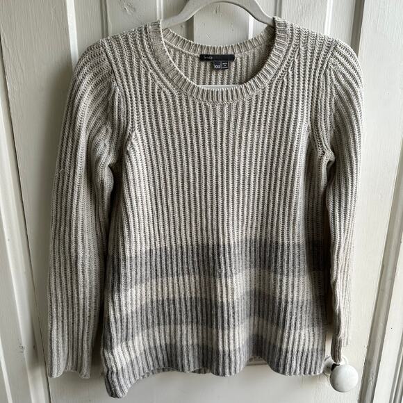 Vince Wool Cashmere Striped Ribbed Sweater - Picture 2 of 8